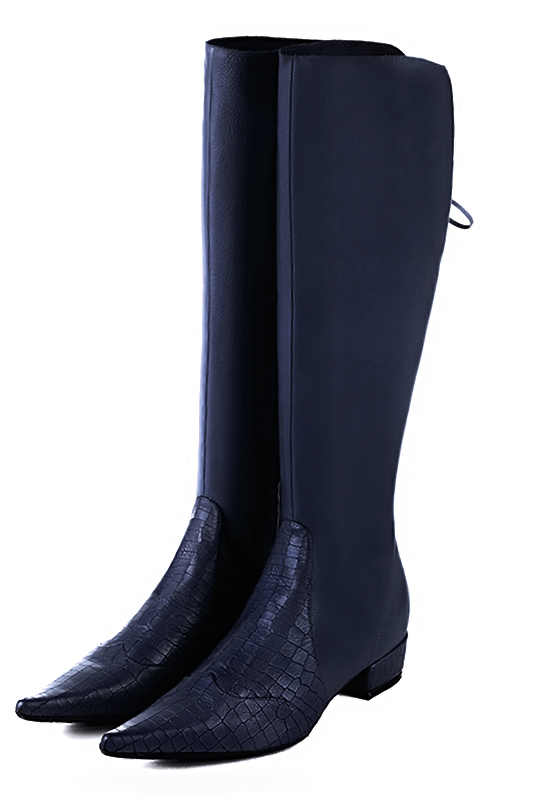 Bottes femme avec des lacets arri res sur mesures bleu marine